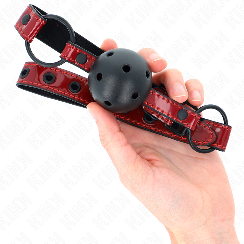 KINK Mordaça Bola Couro Brilhante 4,5 cm Ajustável para jogos BDSM