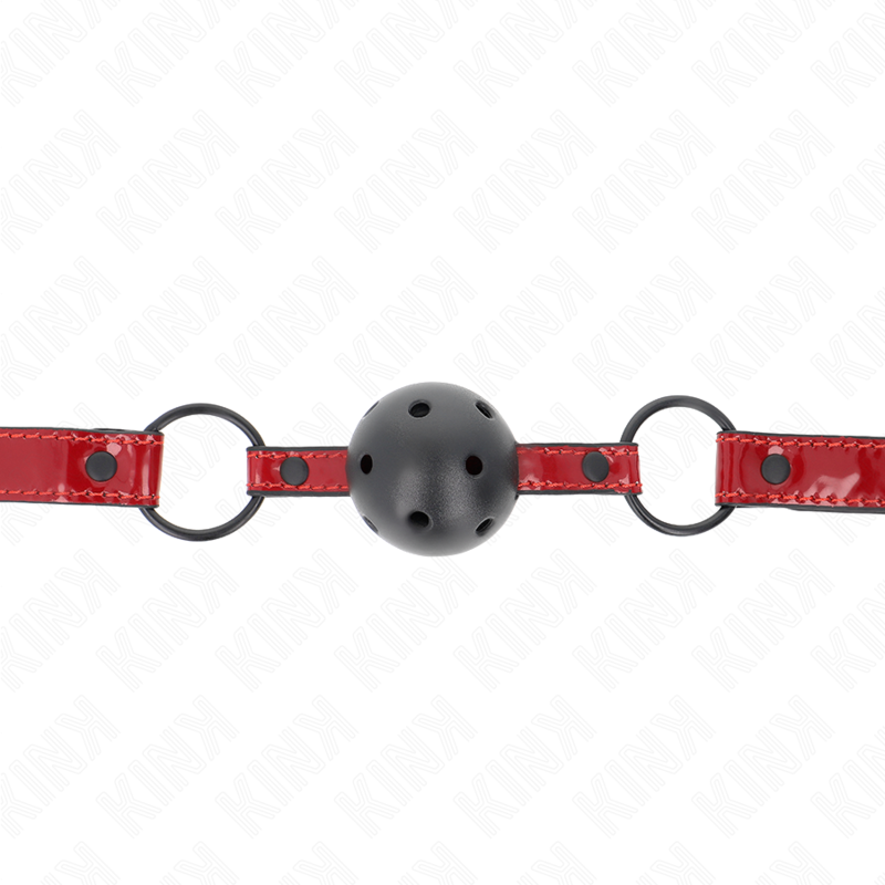 KINK Mordaça Bola Couro Brilhante 4,5 cm Ajustável para jogos BDSM