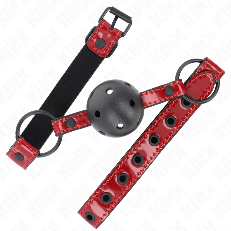 KINK Mordaça Bola Couro Brilhante 4,5 cm Ajustável para jogos BDSM