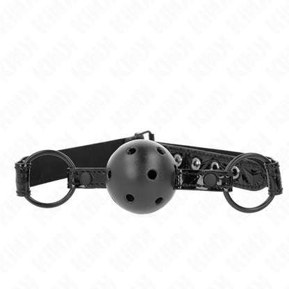 Mordaça bola diamante KINK 4,5 CM ajustável para BDSM, mostrando detalhes do silicone e da tira.
