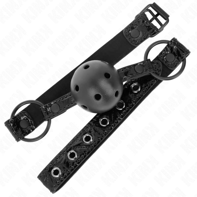 Mordaça bola diamante KINK 4,5 CM ajustável para BDSM, mostrando detalhes do silicone e da tira.