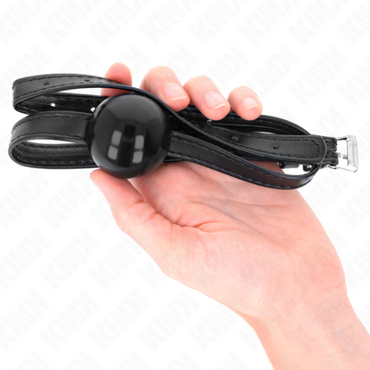 Mordaça de bola KINK de 4 CM com alça simples, detalhe do material em silicone e ajustador.