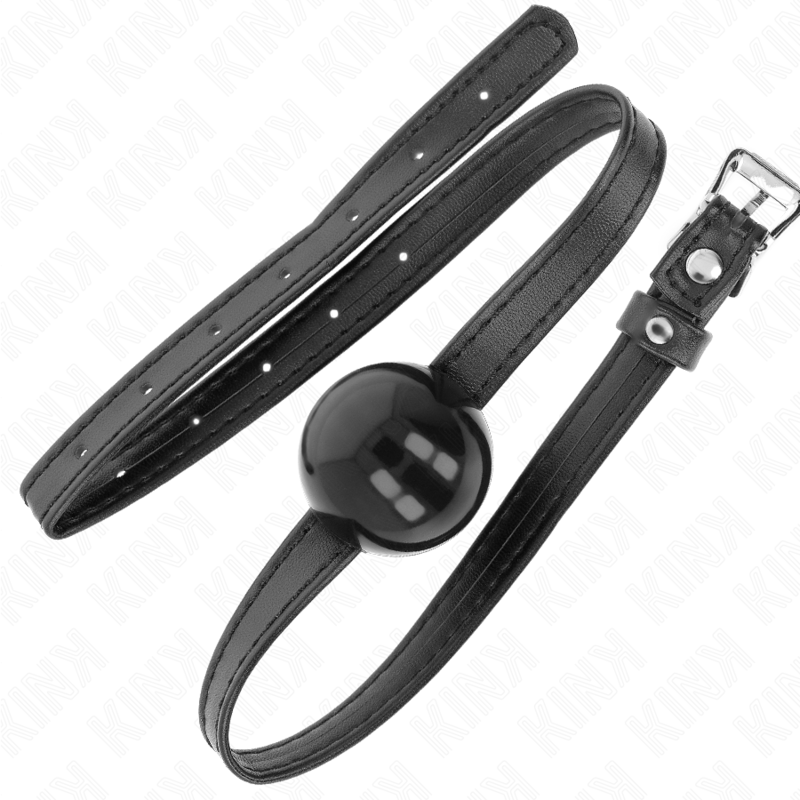Mordaça de bola KINK de 4 CM com alça simples, detalhe do material em silicone e ajustador.