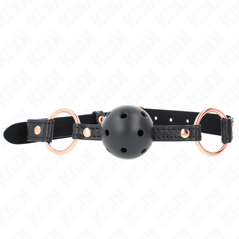KINK Mordaça Bola TPE Premium de 4 CM com tira ajustável, ideal para jogos BDSM de submissão.