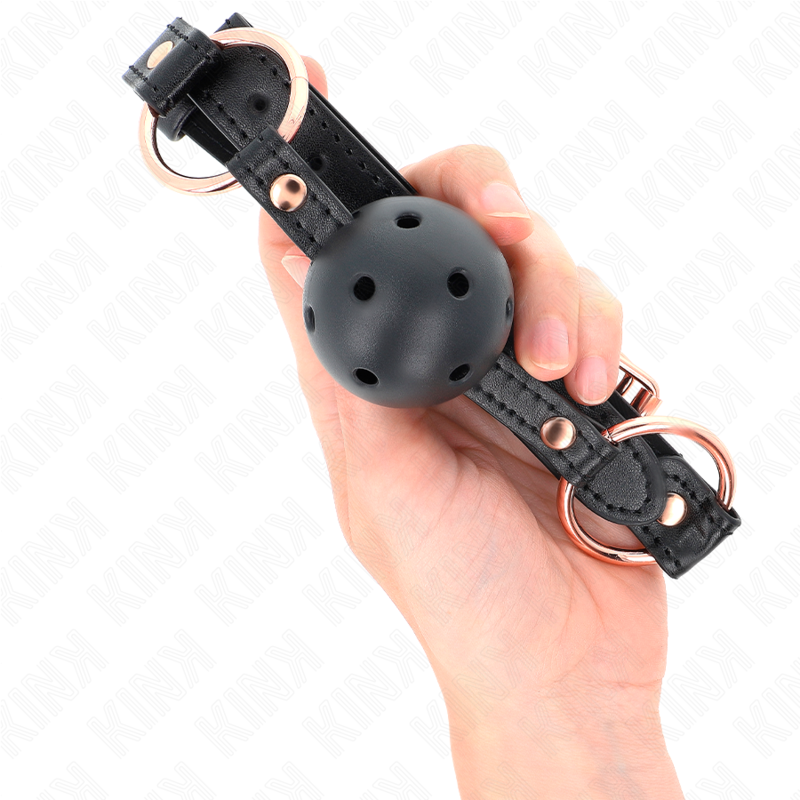 KINK Mordaça Bola TPE Premium de 4 CM com tira ajustável, ideal para jogos BDSM de submissão.