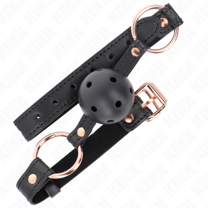 KINK Mordaça Bola TPE Premium de 4 CM com tira ajustável, ideal para jogos BDSM de submissão.