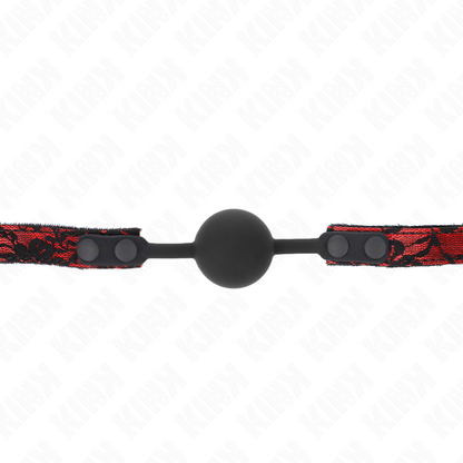 Mordaça Bola Silicone Scandal KINK 4cm para controlo e submissão BDSM, mostrando o design e material.