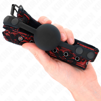 Mordaça Bola Silicone Scandal KINK 4cm para controlo e submissão BDSM, mostrando o design e material.