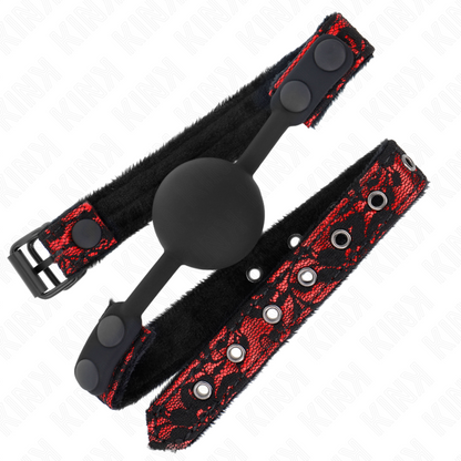 Mordaça Bola Silicone Scandal KINK 4cm para controlo e submissão BDSM, mostrando o design e material.