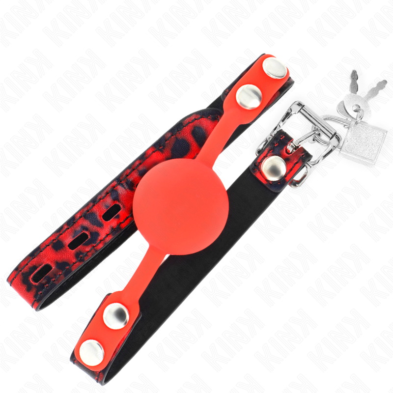 KINK Mordaça Bola Silicone 4 CM com Fechadura, ideal para jogos BDSM.
