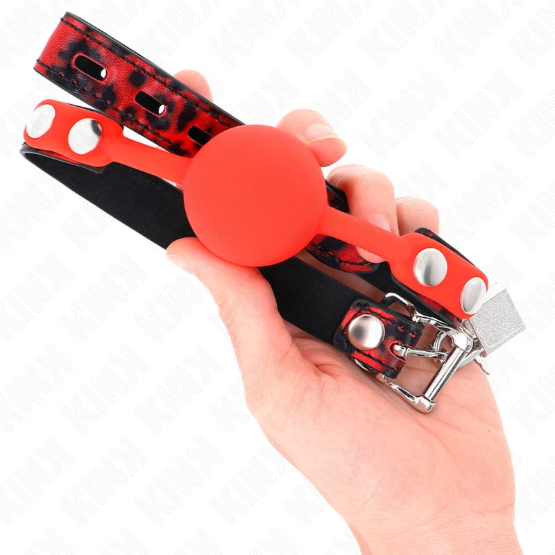KINK Mordaça Bola Silicone 4 CM com Fechadura, ideal para jogos BDSM.