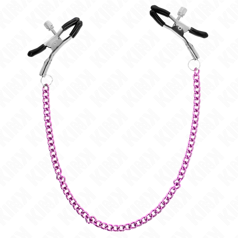 KINK Grampos de Corrente Roxo 30 CM para mamilos, em um close-up detalhado.