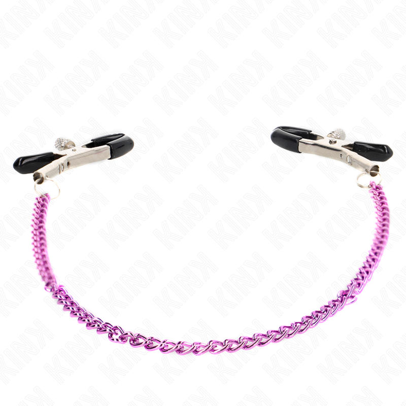 KINK Grampos de Corrente Roxo 30 CM para mamilos, em um close-up detalhado.