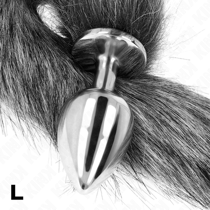 Kink - Plug Anal Tamaño L 10 x 4 cm con Cola Sintética 40 cm Gris