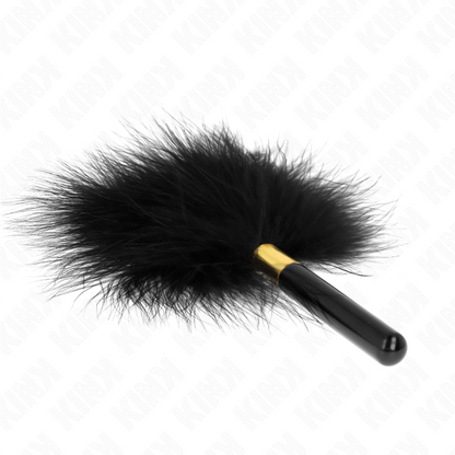 KINK Penas de Cócegas Espanador Metal Ouro Preto 18 cm, para estimulação sensorial