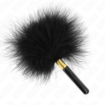 KINK Penas de Cócegas Espanador Metal Ouro Preto 18 cm, para estimulação sensorial