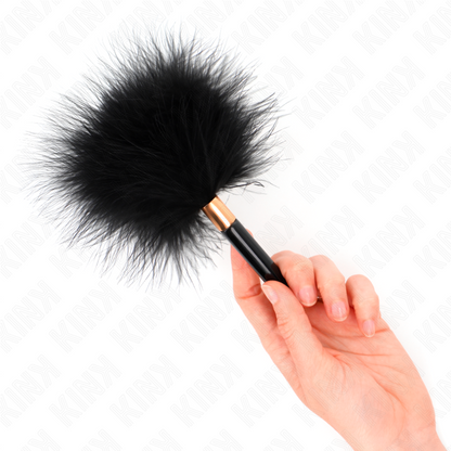 KINK Penas de Cócegas Espanador Metal Ouro Preto 18 cm, para estimulação sensorial