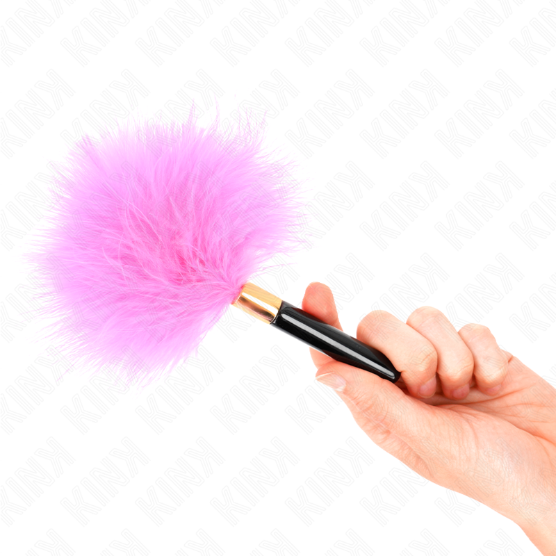 KINK - PLUMAS DE COSQUILLEO DE METAL DORADO FUCSIA 18 CM
