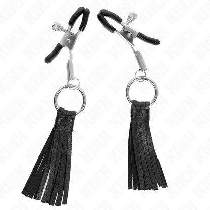 Pinças para Mamilos KINK de Couro 6 CM, detalhe do material e mecanismo ajustável.