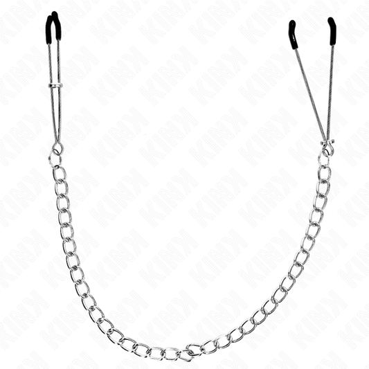 Pinças KINK Finas com Corrente Grossa de 30 cm para estimulação de mamilos.