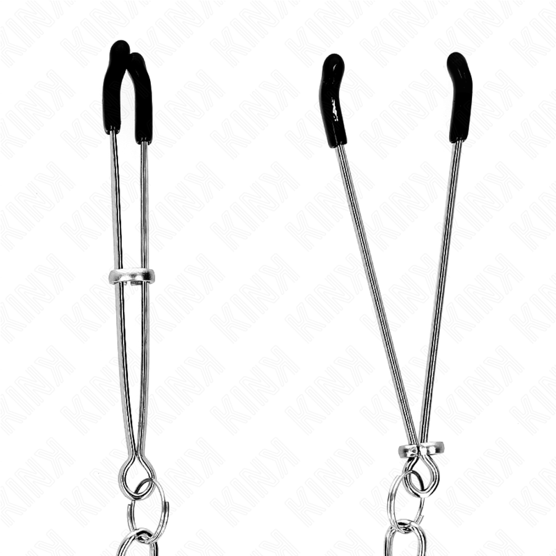 Pinças KINK Finas com Corrente Grossa de 30 cm para estimulação de mamilos.