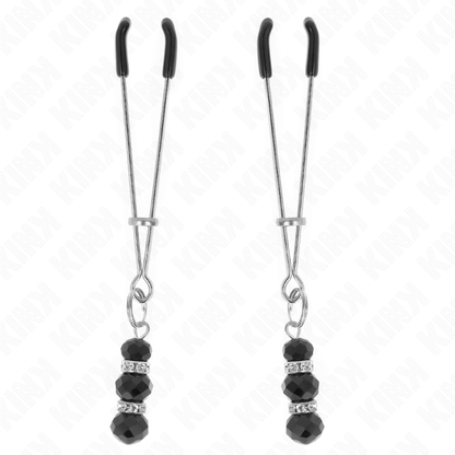 Pinças KINK Finas Douradas para Mamilos com Contas Pretas, detalhe do design e material