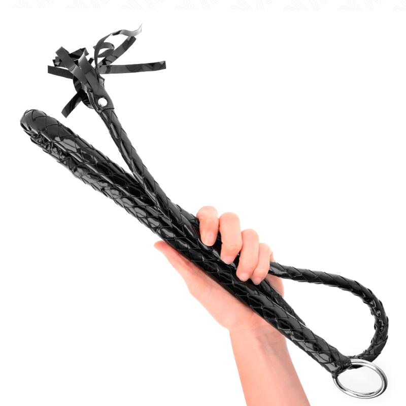 KINK Chicote de PVC Longo Brilhante 138 CM para BDSM e impacto sensorial.