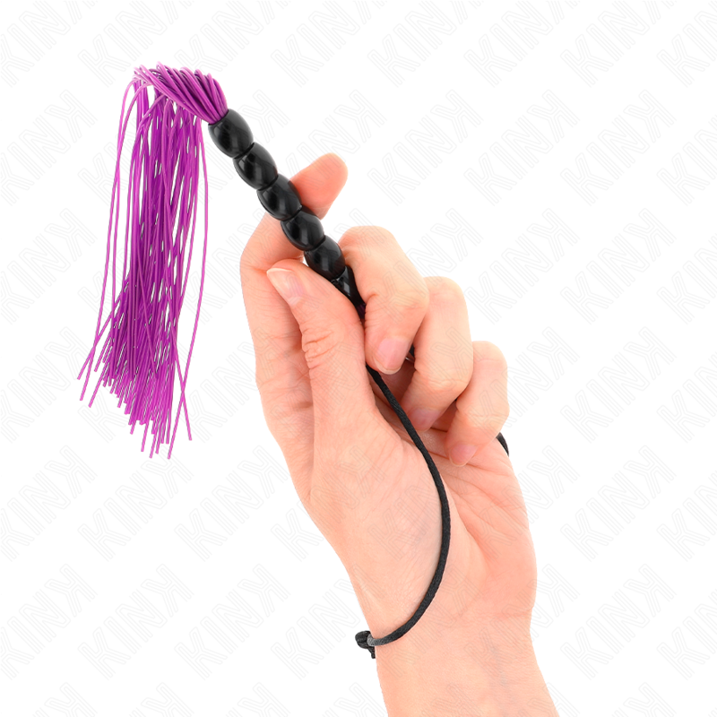 KINK Mini Chicote de Silicone com 6 Contas Roxas 26 CM para exploração BDSM