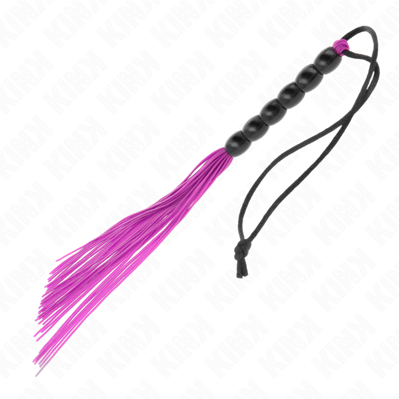 KINK Mini Chicote de Silicone com 6 Contas Roxas 26 CM para exploração BDSM