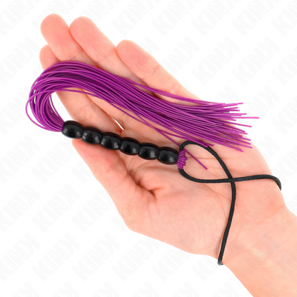KINK Mini Chicote de Silicone com 6 Contas Roxas 26 CM para exploração BDSM