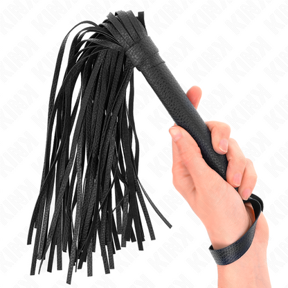 Chicote de Contas KINK Azul Escuro 43,5 cm para BDSM, mostrando detalhes das contas e cabo.
