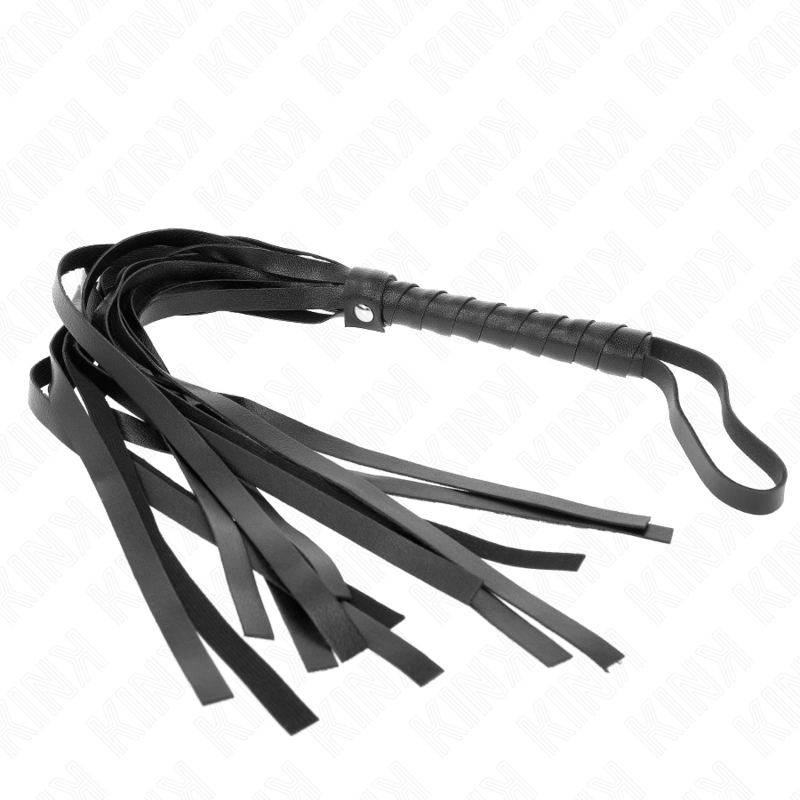 Close-up do KINK Chicote Preto Simples 45cm, mostrando sua textura e design.