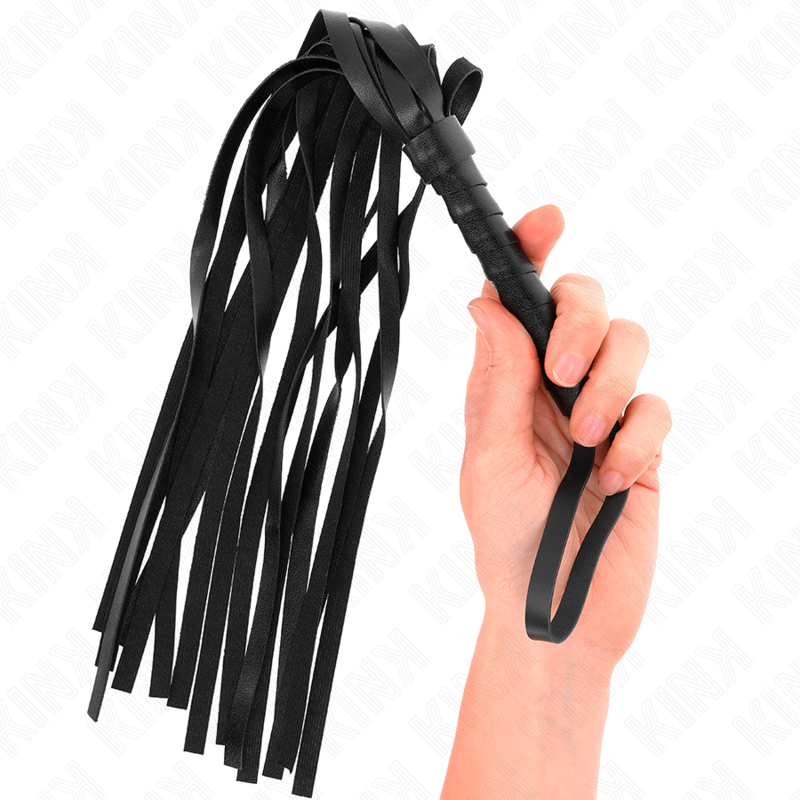 Close-up do KINK Chicote Preto Simples 45cm, mostrando sua textura e design.