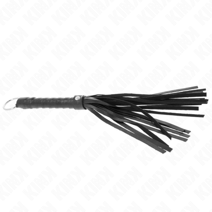 KINK Mini Chicote Simples Preto 28 CM, close-up da pega e das tiras.