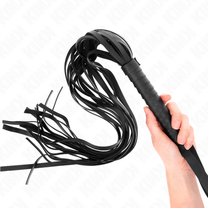 Chicote de Cauda Longa KINK Preto 70 CM com cabo curto para BDSM