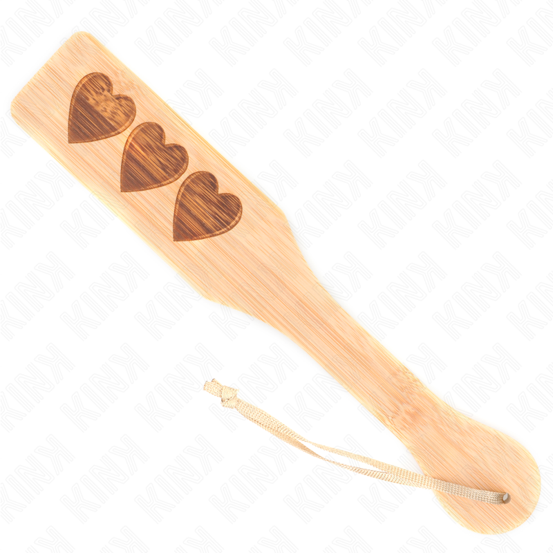 Paleta KINK de Bambu com Design Coração para BDSM, 32 x 5,5 cm