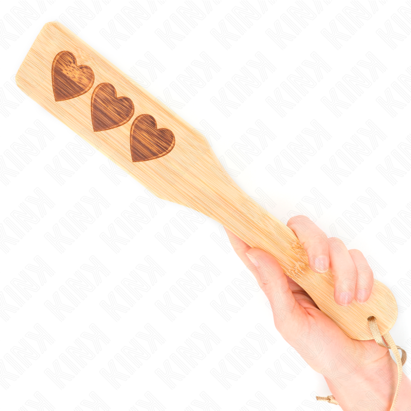 Paleta KINK de Bambu com Design Coração para BDSM, 32 x 5,5 cm
