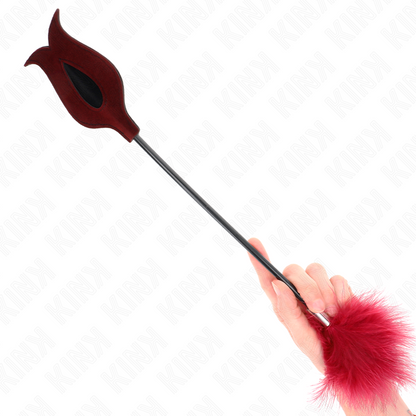 KINK Penas de Cócegas com Remo Forma de Rosa de 8 CM para jogos BDSM e estimulação sensorial.