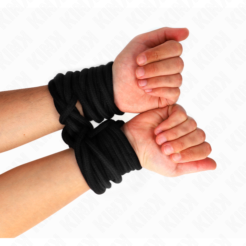 Detalhe da KINK Corda de Algodão 10 Metros Preta Macia para bondage.