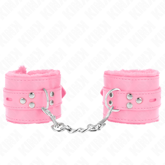 KINK Pulseira Forro Pele Furos Quadrados Rosa com Cinto Ajustável