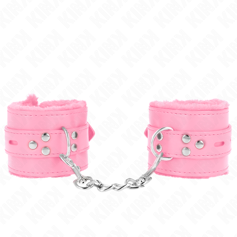 KINK Pulseira Forro Pele Furos Quadrados Rosa com Cinto Ajustável