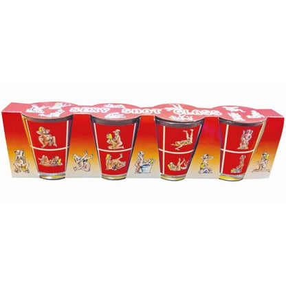 Vasos de Chupito de Vidrio - 4 Posiciones Kamasutra