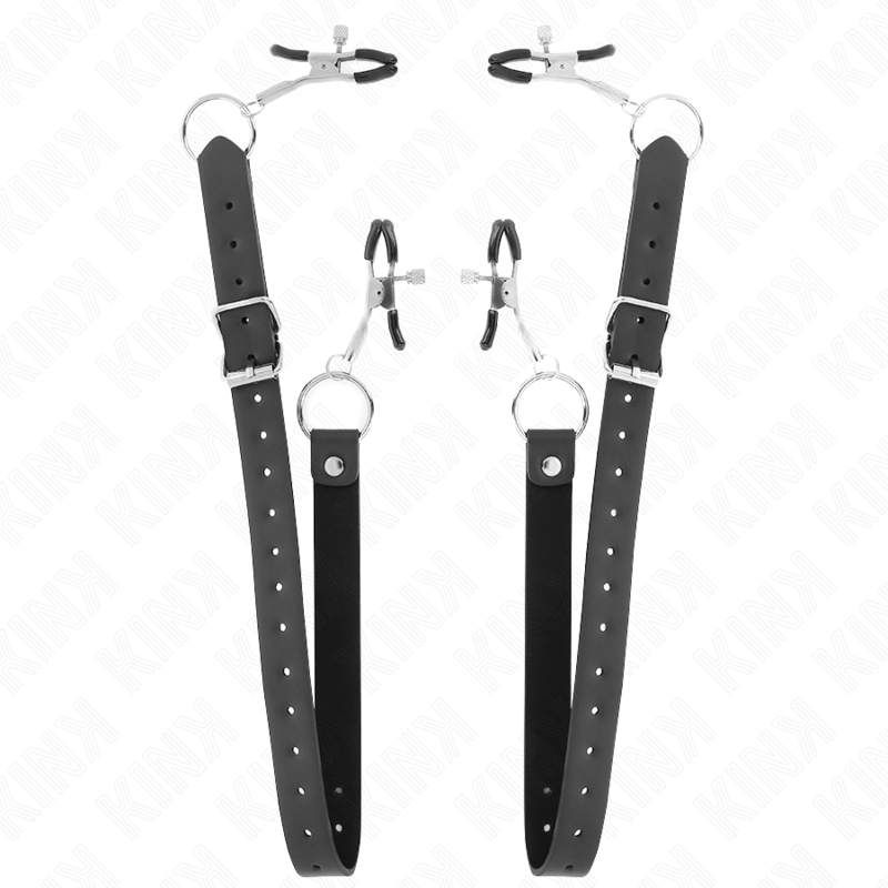 Detalhe das 4 Pinças de Clitóris Ajustáveis KINK para estimulação BDSM.