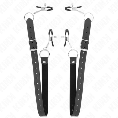 Detalhe das 4 Pinças de Clitóris Ajustáveis KINK para estimulação BDSM.