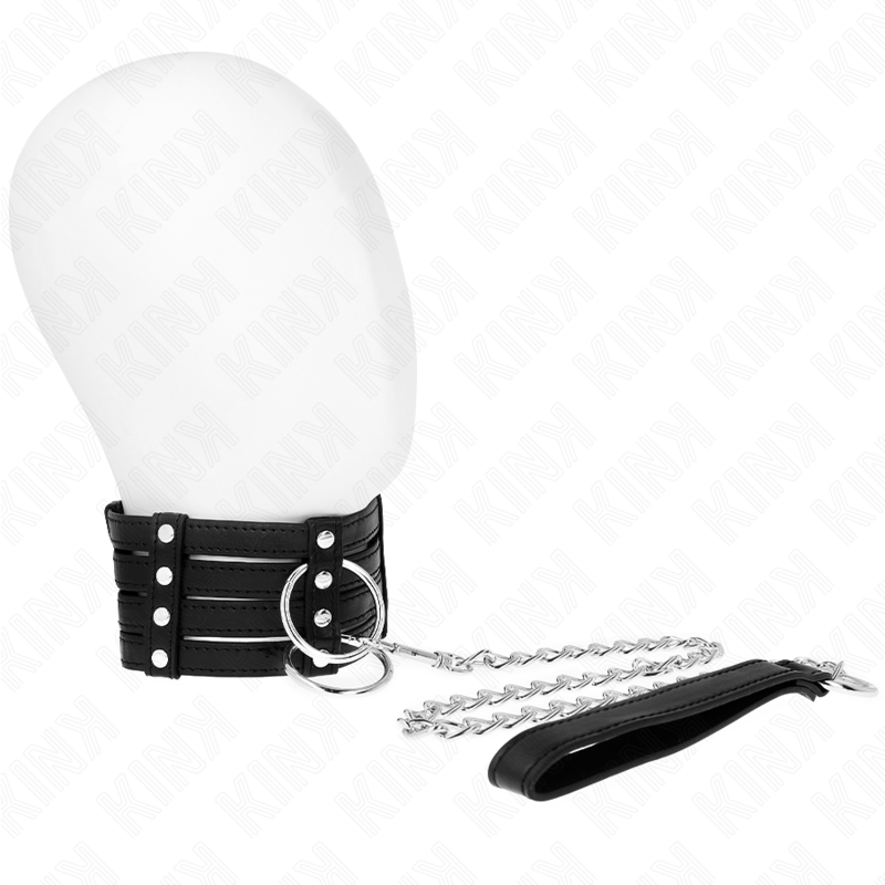 KINK Colar com Cinto Ajustável 65cm para submissão BDSM, em detalhe.