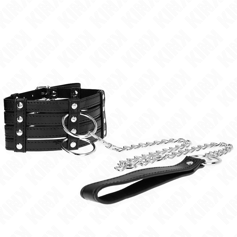 KINK Colar com Cinto Ajustável 65cm para submissão BDSM, em detalhe.