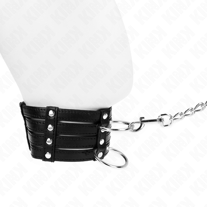 KINK Colar com Cinto Ajustável 65cm para submissão BDSM, em detalhe.