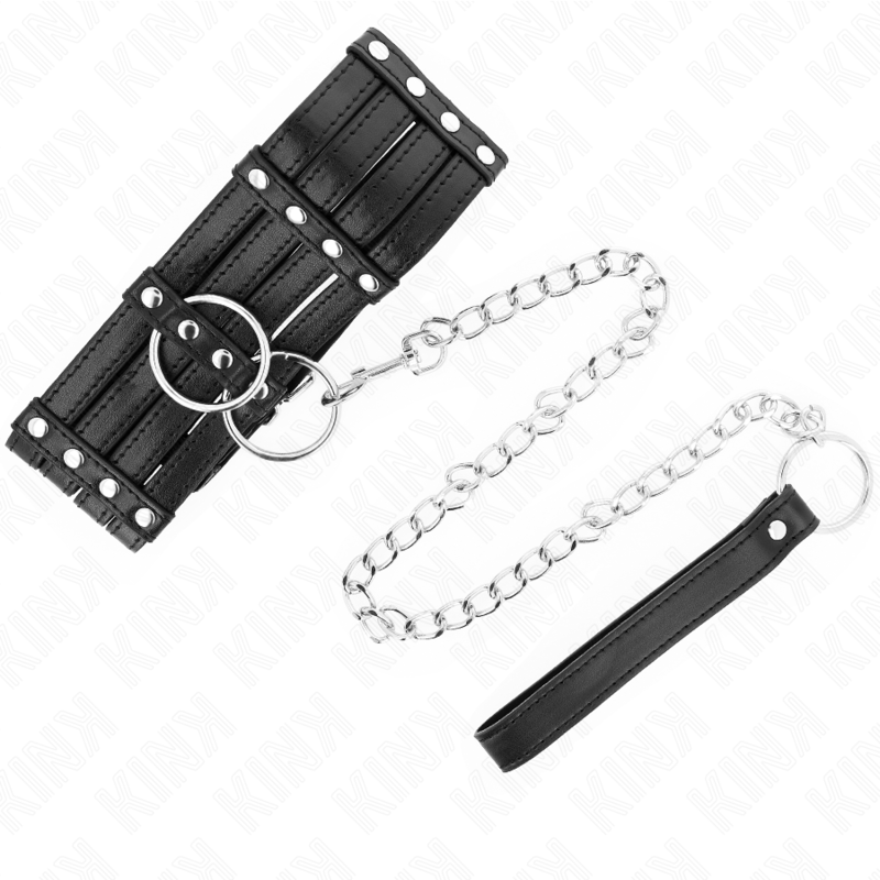 KINK Colar com Cinto Ajustável 65cm para submissão BDSM, em detalhe.