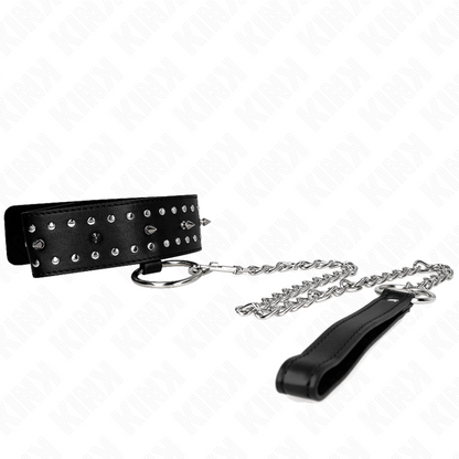KINK Colar com Trela Ajustável 36-43cm com Pregos Prata 65cm em detalhe.