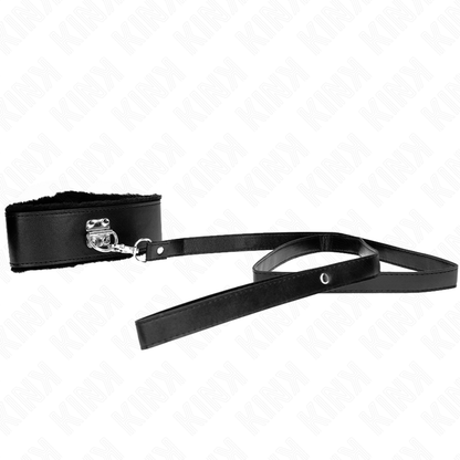 Colar com Trela KINK Preto Ajustável com Pregos Prata para BDSM.